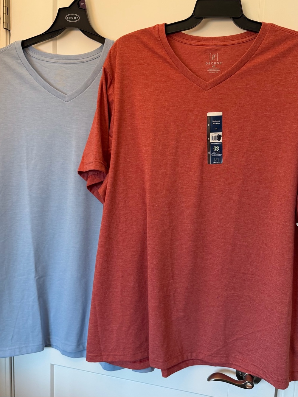 4XL George Men’s V-Neck T-Shirts- Red and baby blue